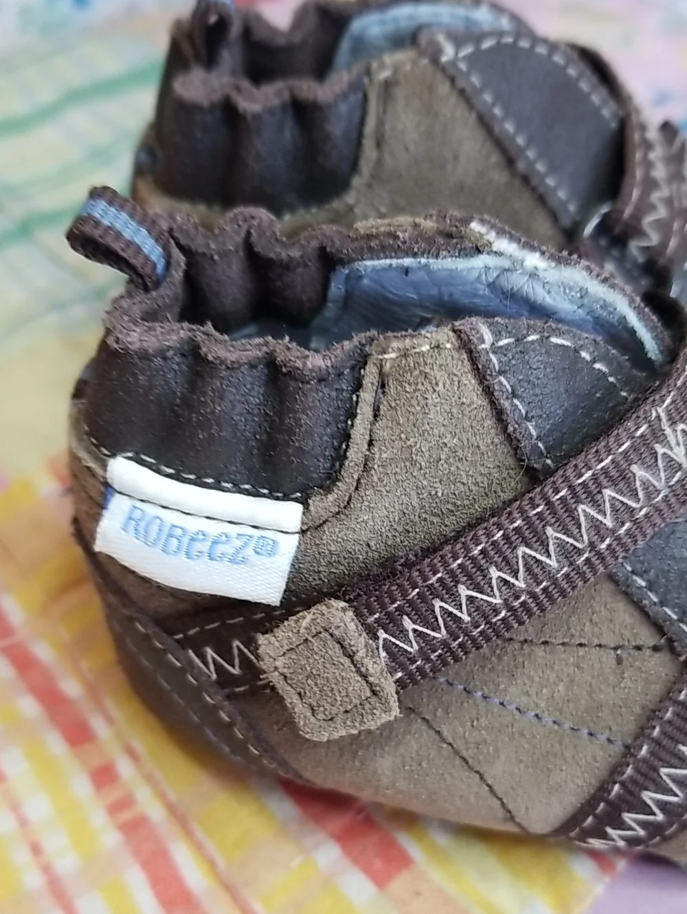Robeez Brown Leather & Suede Baby Walker Shoes Size 3